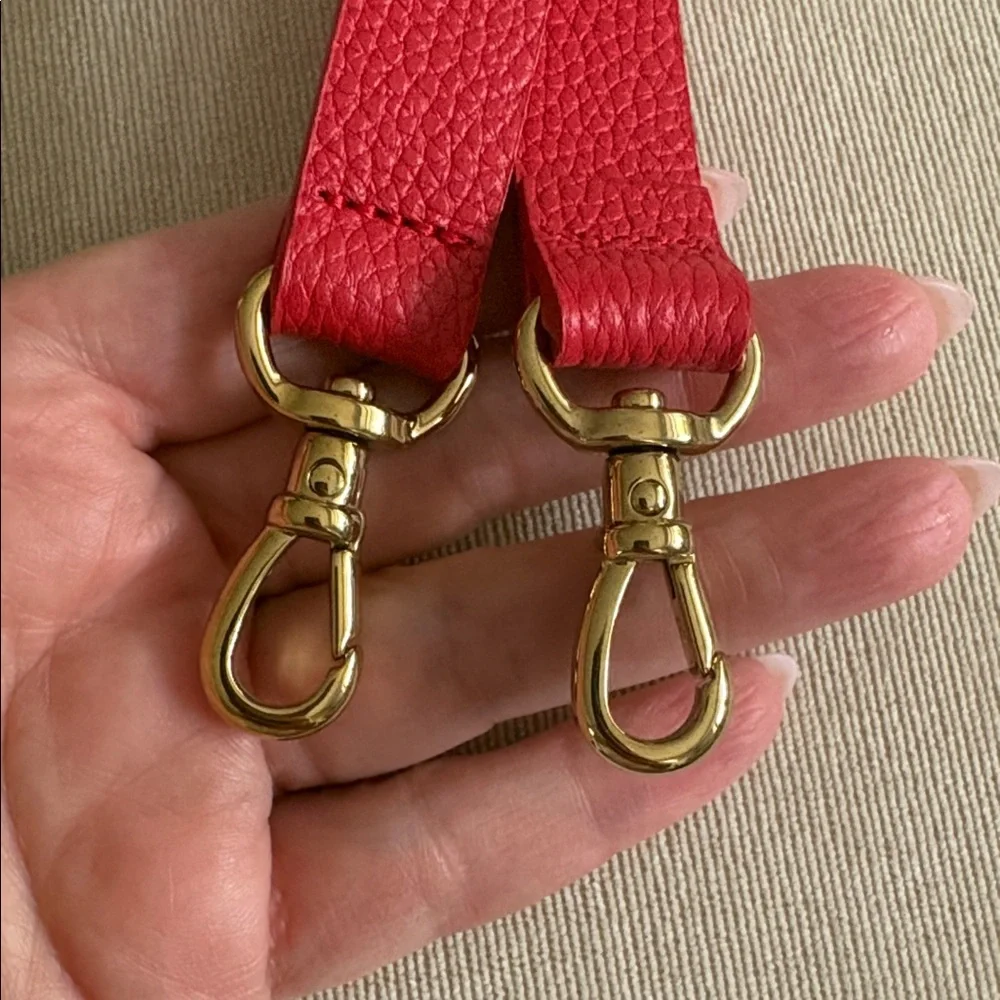 Bandolier Red Leather Strap with Gold Hardware - Picture 4 of 4